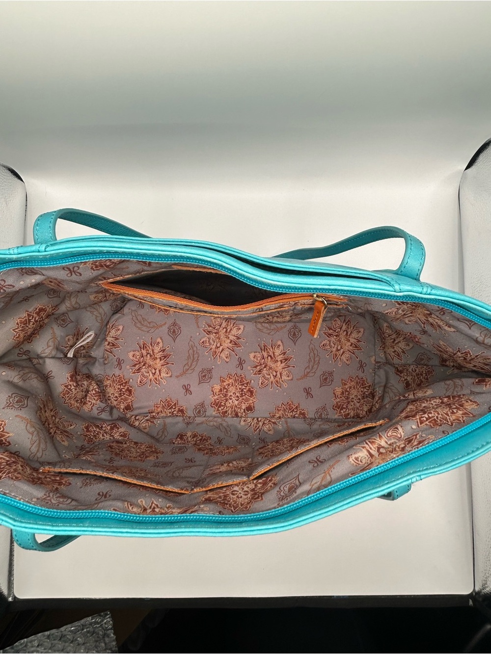 HOBO Teal Leather Tote - Picture 4 of 9